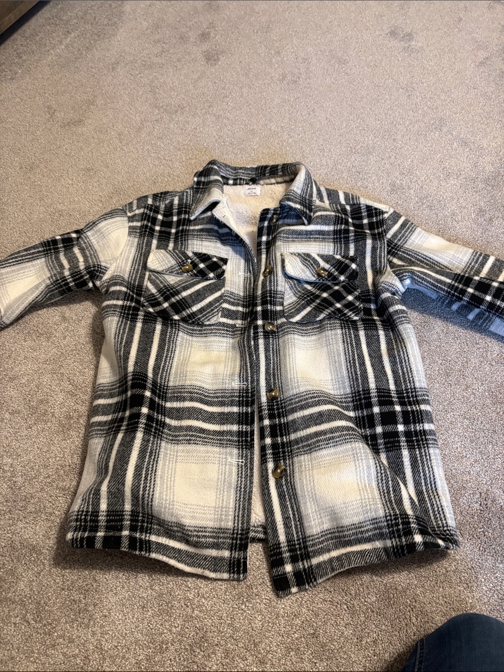 Ardene Black & White Plaid Sherpa-Lined women’s Jacket